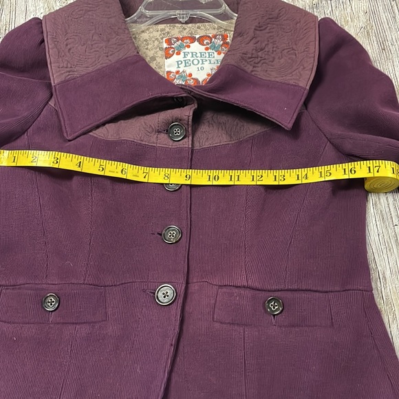Free People Size 10 Plum Purple Button Front Blazer Jacket - Picture 9 of 12